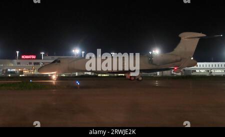 Italian Air Force G550 CAEW (Conformal Airborne Early Warning) arrive for joint exercise with Japan Air Self Defense Force at Komatsu Air Base in Ishikawa-Prefecture, Japan on August 4. 2023. Stock Photo