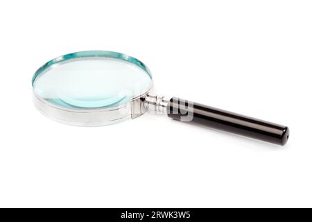 An old magnifying glass isolated on white Stock Photo