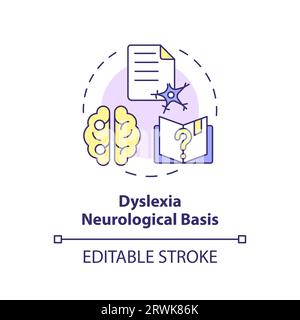 2D customizable icon dyslexia neurological basis concept Stock Vector