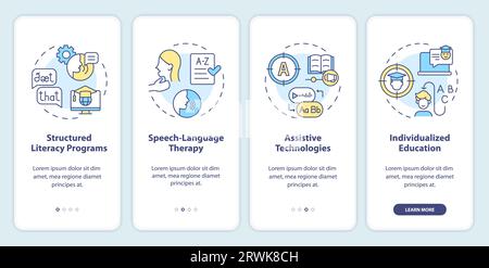 Walkthrough dyslexia with line icons concept Stock Vector