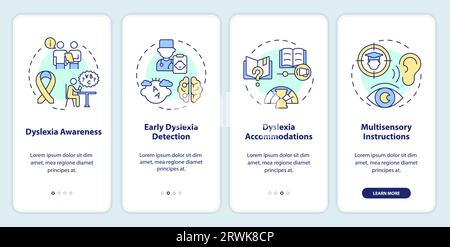 Walkthrough dyslexia with thin linear icons concept Stock Vector