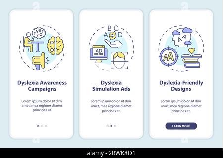 2D walkthrough dyslexia with line icons concept Stock Vector