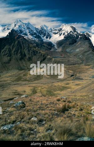 Beautiful scenery around Alpamayo, one of highest mountain peaks in Peruvian Andes, Cordillera Blanca Stock Photo