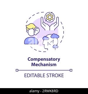 2D customizable line icon compensatory mechanism concept Stock Vector