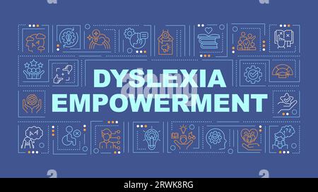 2D dyslexia text with multicolor linear icons Stock Vector