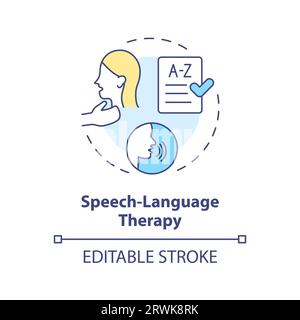 2D customizable line icon speech language therapy concept Stock Vector