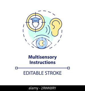 2D customizable line icon multisensory instructions concept Stock Vector