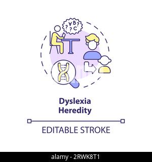 2D customizable line icon dyslexia heredity concept Stock Vector