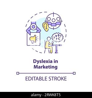 2D customizable line icon dyslexia in marketing concept Stock Vector