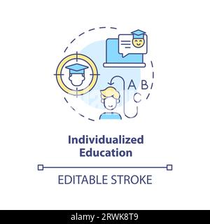 2D customizable line icon individualized education concept Stock Vector