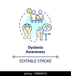 2D customizable line icon dyslexia awareness concept Stock Vector