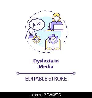 2D customizable line icon dyslexia in media concept Stock Vector