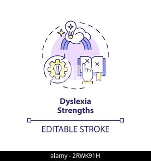 2D customizable line icon dyslexia strengths concept Stock Vector