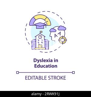 2D customizable line icon dyslexia in education concept Stock Vector