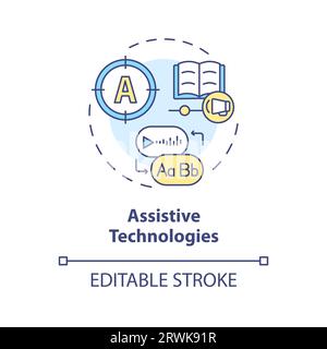2D customizable line icon assistive technologies concept Stock Vector