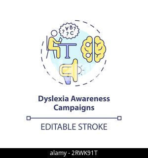 2D customizable line icon dyslexia awareness campaigns concept Stock Vector