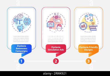 Dyslexia layout with colorful thin line icons concept Stock Vector