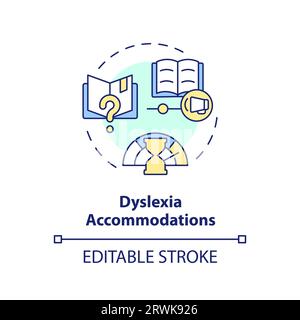 2D customizable line icon dyslexia accomodations concept Stock Vector