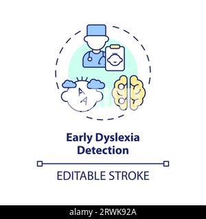 2D customizable line icon early dyslexia detection concept Stock Vector