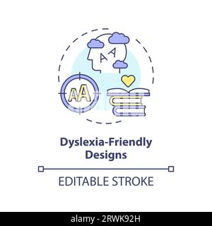 2D customizable line icon dyslexia friendly designs concept Stock Vector