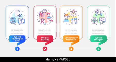 Colorful dyslexia layout with linear icons Stock Vector