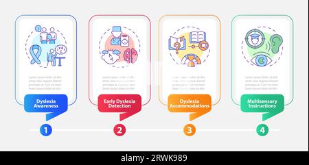 Multicolor dyslexia layout with thin line icons Stock Vector
