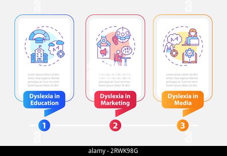 Multicolor dyslexia layout with linear icons Stock Vector