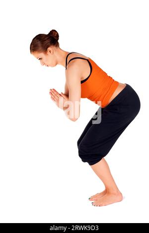 Revolved chair pose yoga workout silhouette Vector Image