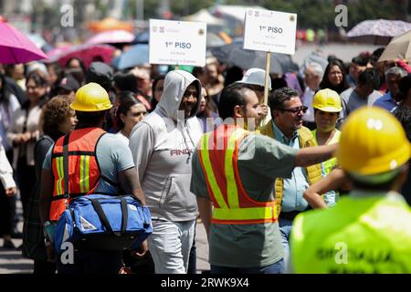 Mexico City, Mexico. 19th Sep, 2023. People take part in the Second National Drill 2023, in Mexico City, capital of Mexico, on Sept. 19, 2023. Credit: Francisco Canedo/Xinhua/Alamy Live News Stock Photo