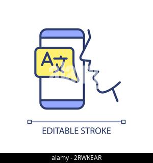 2D thin linear colorful NLP simple icon Stock Vector