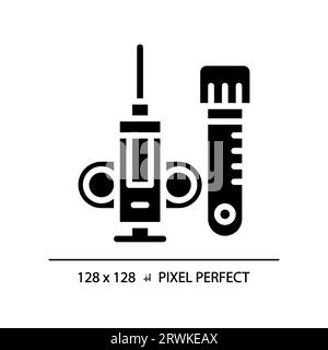 Biopsy needle pixel perfect black glyph icon Stock Vector
