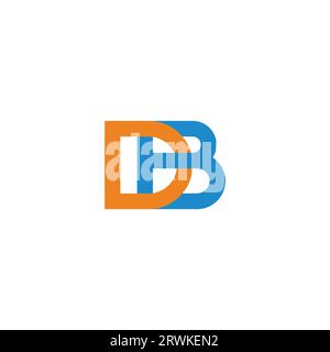 letter db fun colors simple linked geometric logo vector Stock Vector