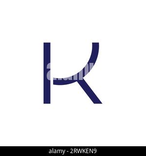 letter kt simple geometric curve line logo vector Stock Vector