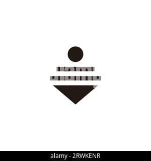 down arrow stripes geometric location symbol logo vector Stock Vector