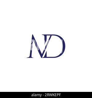 letter md linked elegant serif font logo vector Stock Vector