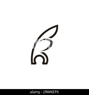 letter h feather pen symbol logo vector Stock Vector