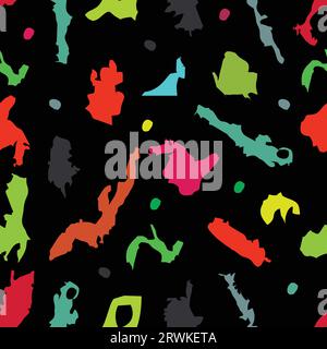 black seamless pattern rough colorful background vector Stock Vector