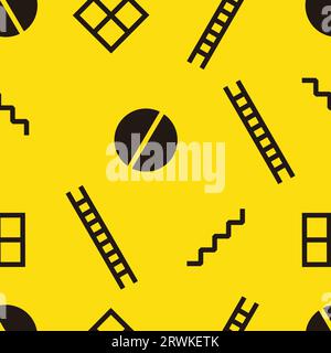 stairs ladder window simple seamless pattern vector Stock Vector