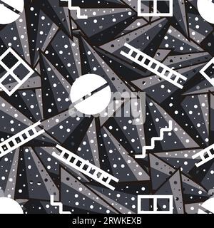 abstract iron metal ladder construction window seamless pattern vector Stock Vector