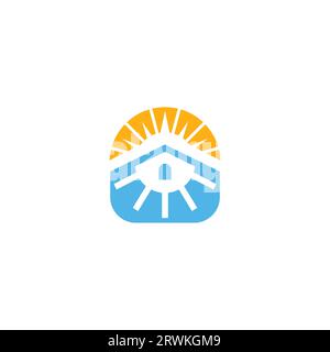 Solar Energy Logo Design Home Sun Logo Stock Vector