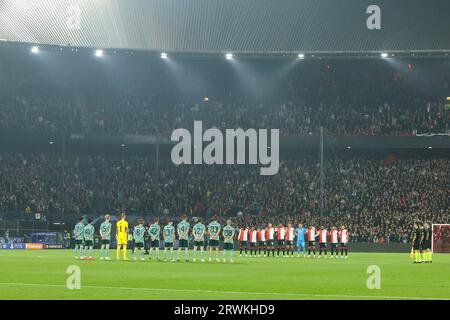 ROTTERDAM, NETHERLANDS - SEPTEMBER 19: one minute of silence before the match for the victims in Morocco and Libya during the UEFA Champions League 20 Stock Photo