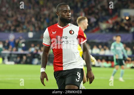 ROTTERDAM, NETHERLANDS - SEPTEMBER 19: Lutsharel Geertruida (Feyenoord Rotterdam) scores but the goal is called offside during the UEFA Champions Leag Stock Photo