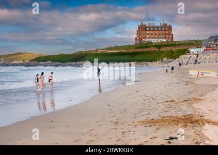 Fistral Beach in Newquay in Cornwall in the UK. Stock Photo