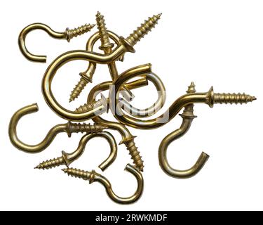 Metal screws isolated on white background. Clipping path included. 3D illustration. Stock Photo