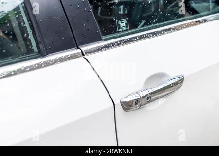 Car Door Handle of Modern White Car, Close Up Stock Image - Image of  modern, cars: 103508715