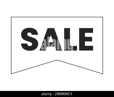 Retailer big sale black and white 2D line cartoon price tag Stock Vector