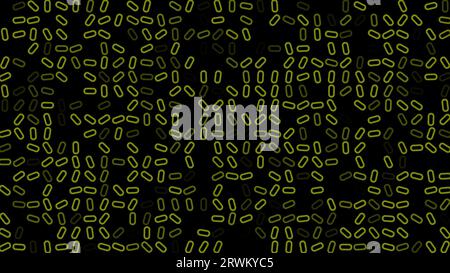 Colored flashing rotating Zeros on black bg. Abstract festive background for advertising, congratulations, text. Colorful creative flat dynamic shapes Stock Photo