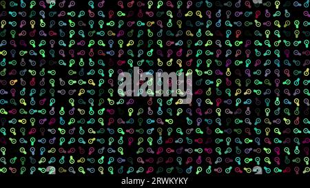 Colored flashing rotating zoom out icon on black bg. Abstract festive background for advertising, congratulations, text. Colorful creative flat dynami Stock Photo