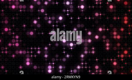 Disco bokeh. Multicolored dots, squares and lines. Abstract festive background for advertising, congratulations, text. Colorful creative dynamic shape Stock Photo
