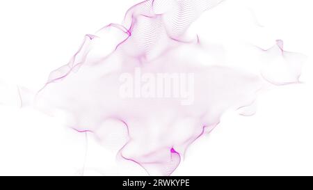 Pink lines on white bg. Gentle pink waves, soothing 3D movement. Festive background. Peace and tranquility. Copy space for greet Mother Day, Father Da Stock Photo